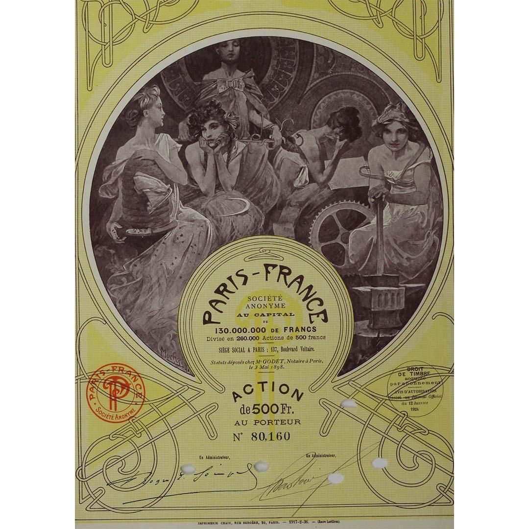 1898 Obligation au Porteur financial document by Alphonse Mucha For Sale 3