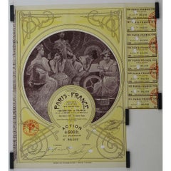 Antique 1898 Obligation au Porteur financial document by Alphonse Mucha