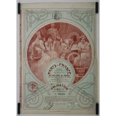 1898 Obligation au Porteur documento financiero de Alphonse Mucha