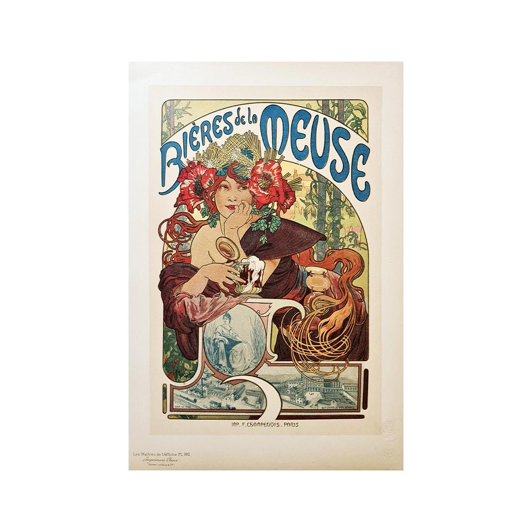 1899 Originaldruck von Mucha Bières de la Meuse  Les maitres de l'affiche pl 182