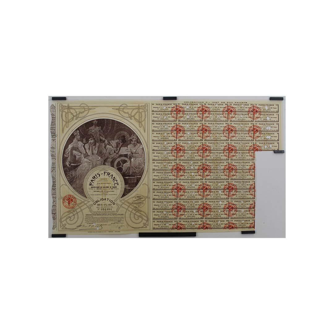 1927 Documento financiero Obligation au Porteur de Alphonse Mucha en venta 3