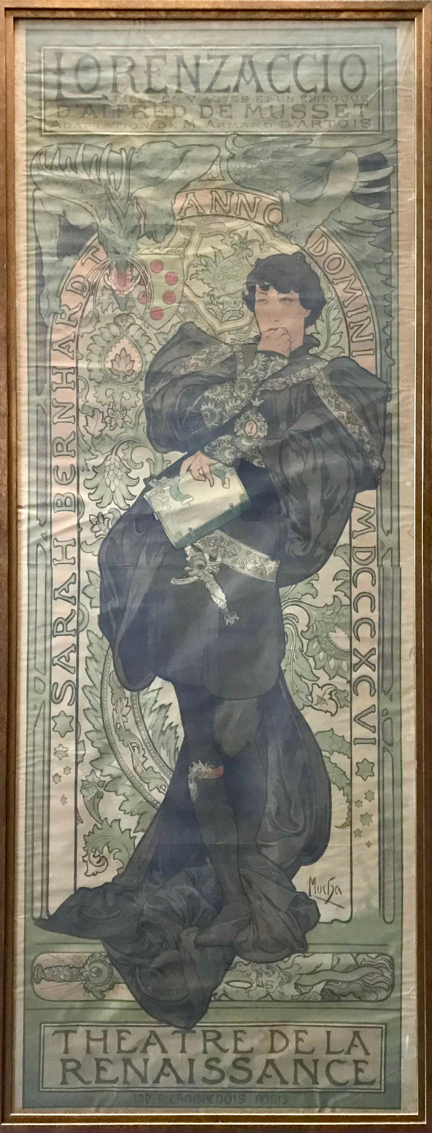 Alphonse Mucha 1896 Lorenzaccio Teatro De La Renaissance Cartel Litografía en venta 1