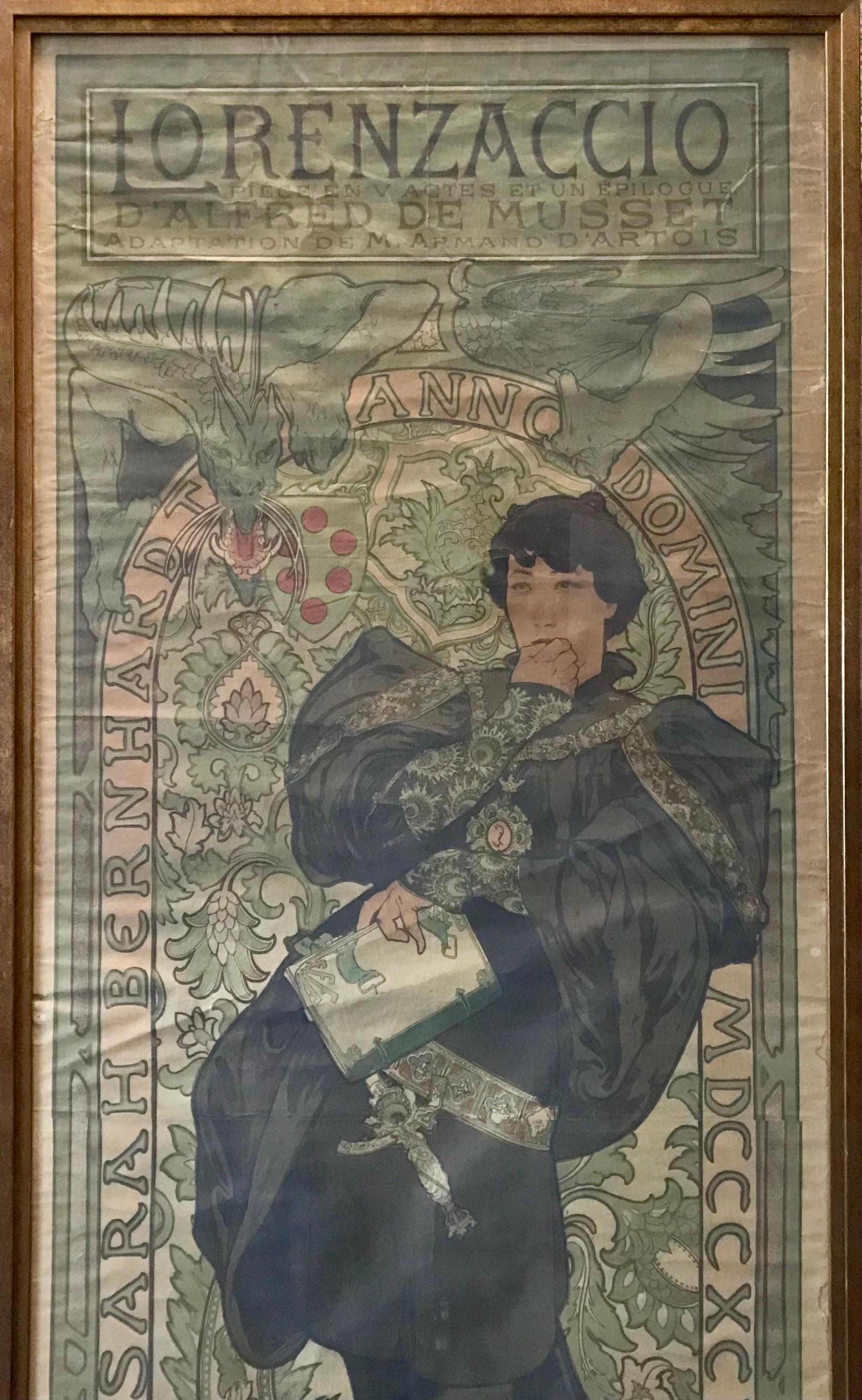 Alphonse Mucha 1896 Lorenzaccio Teatro De La Renaissance Cartel Litografía en venta 2