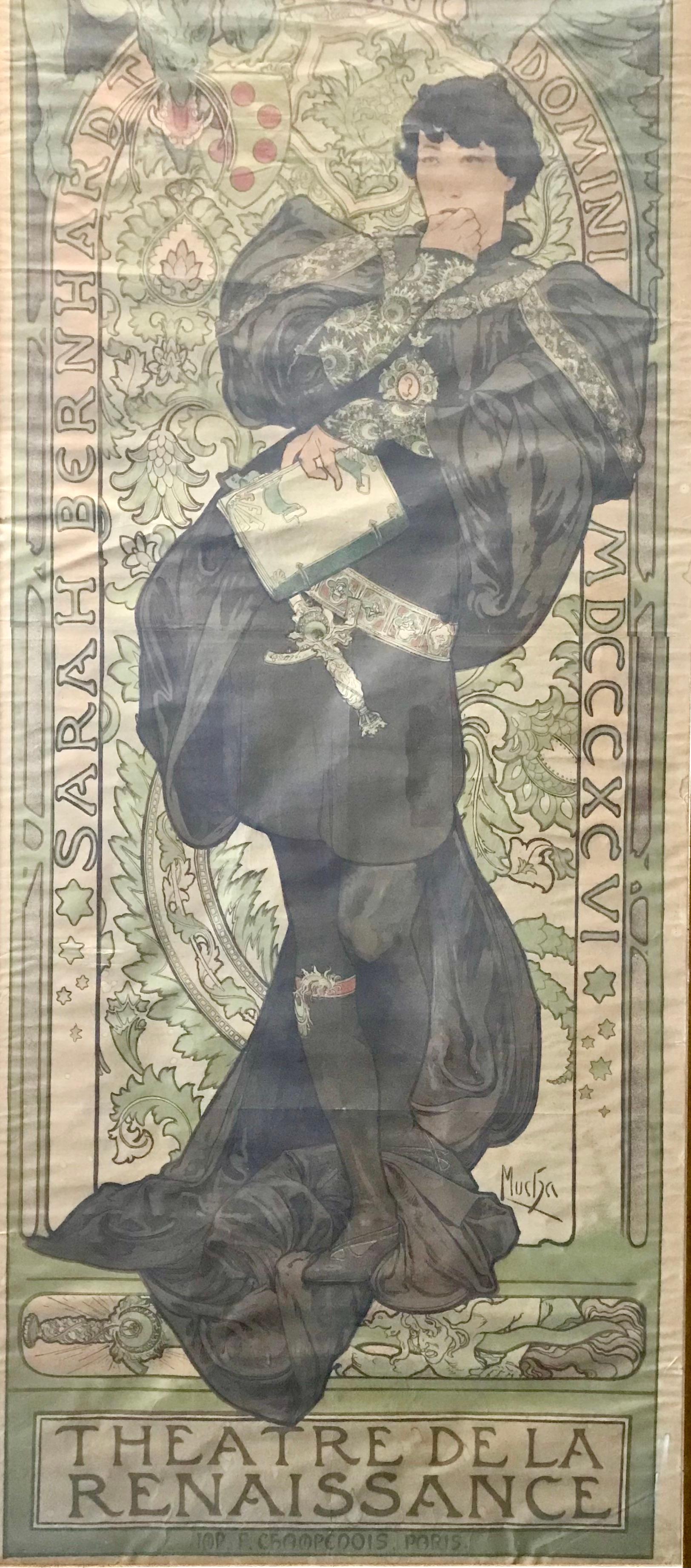 Alphonse Mucha 1896 Lorenzaccio Teatro De La Renaissance Cartel Litografía en venta 3