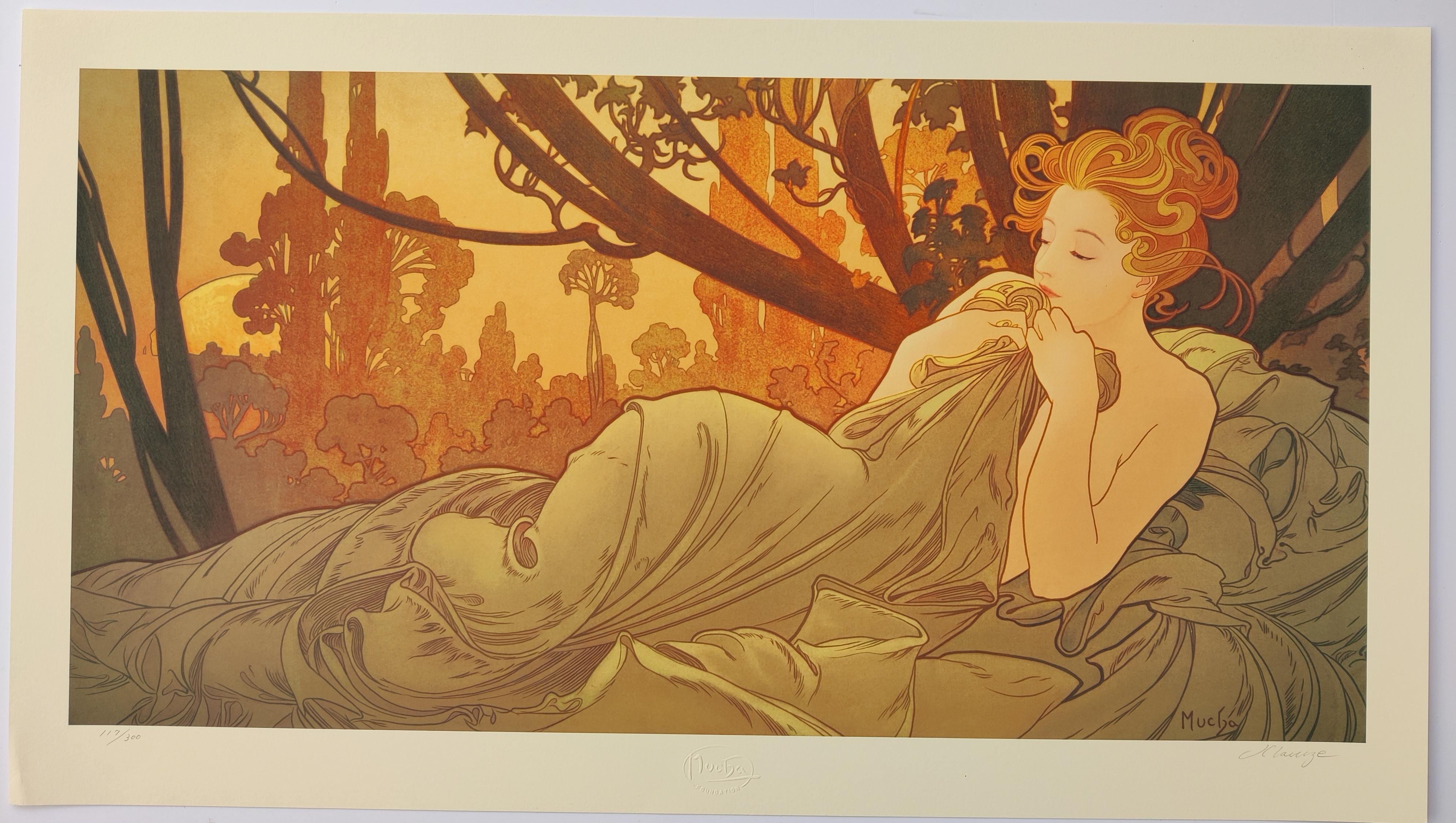 Alphonse Mucha (after) -- DAWN & DUSK, Set of 2 For Sale 2