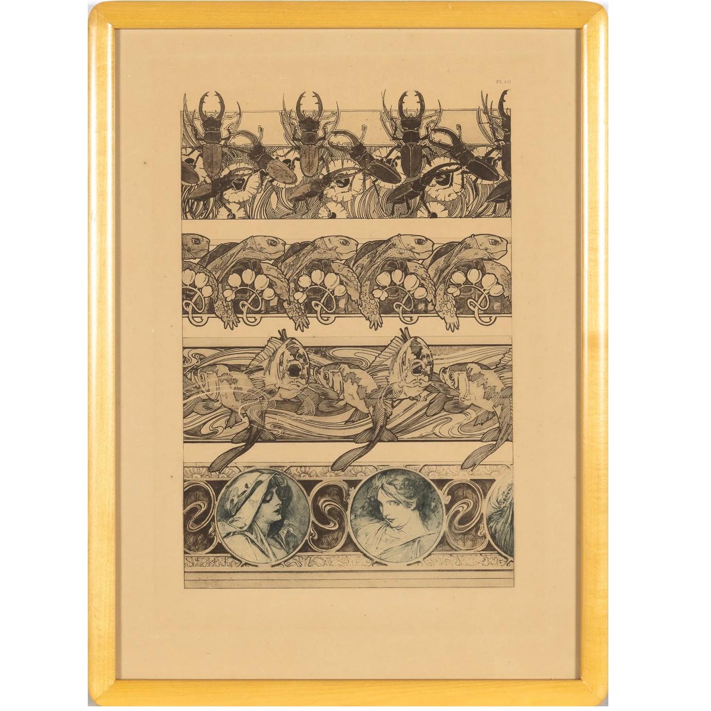 Alphonse Mucha Documentos decorativos 6 litografías 1902 en venta 9