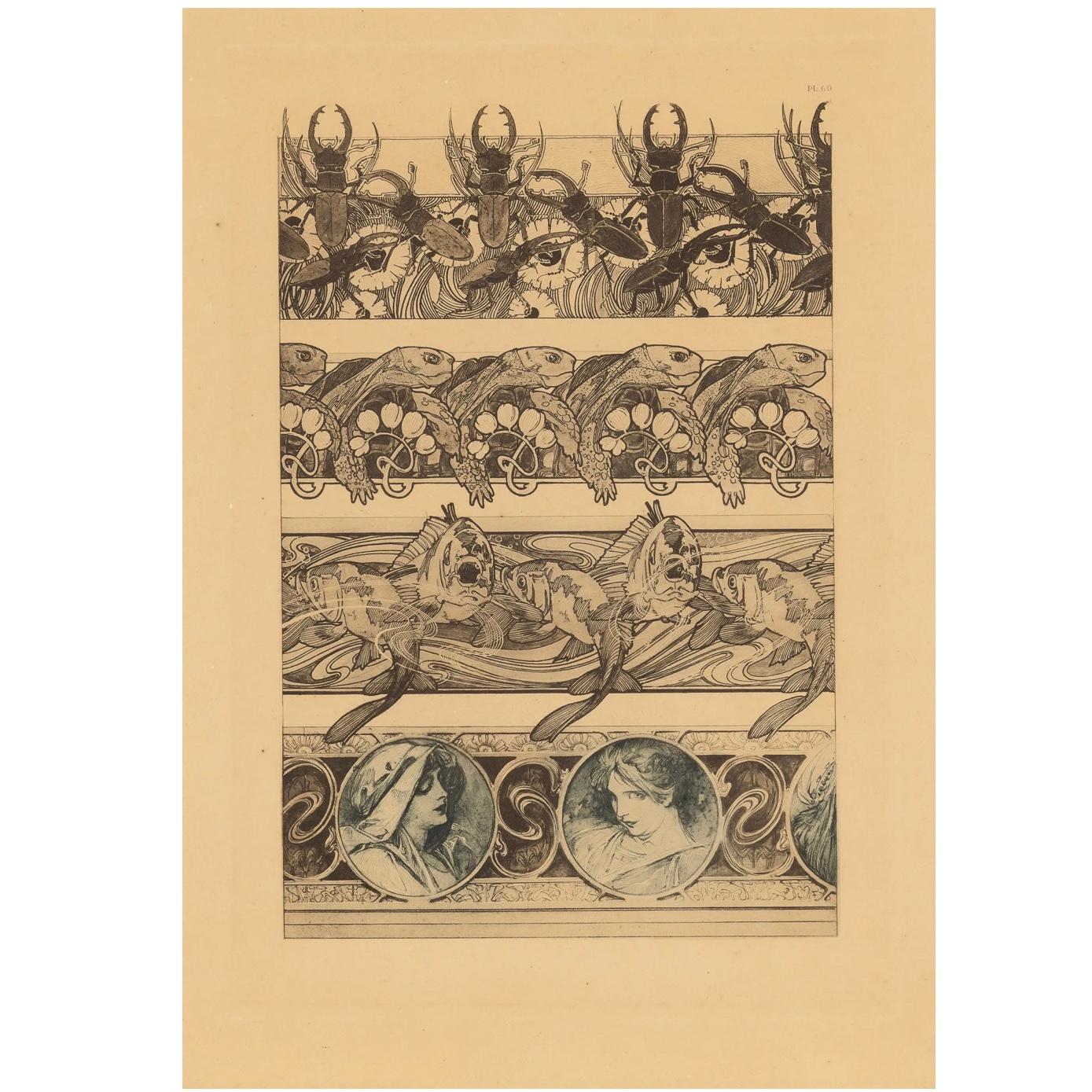 Alphonse Mucha Documentos decorativos 6 litografías 1902 en venta 8