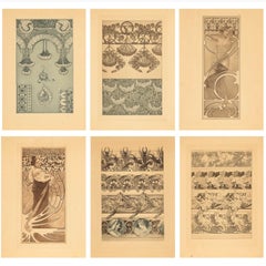 Alphonse Mucha Documentos decorativos 6 litografías 1902