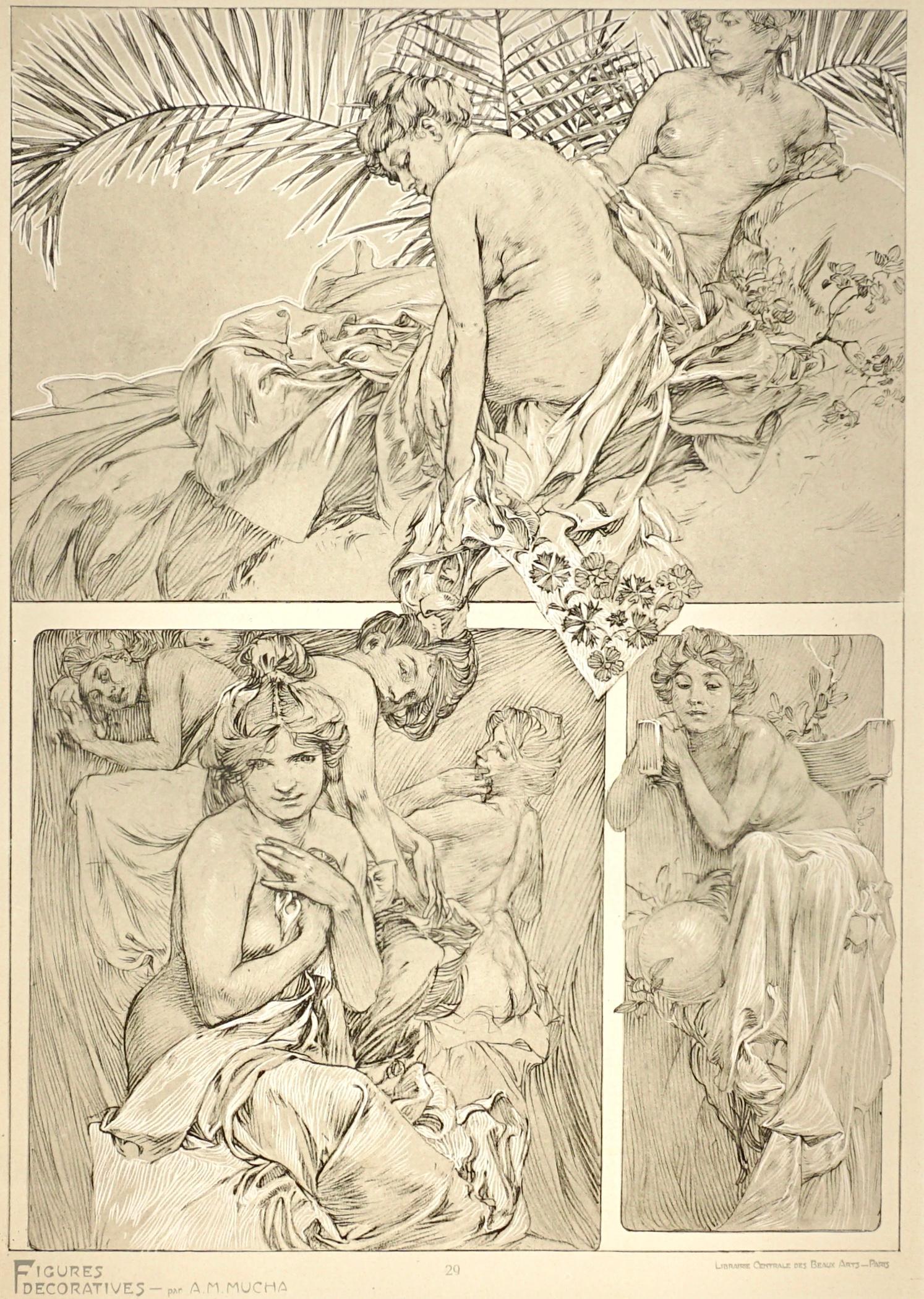 Alphonse Mucha Figures Decoratives Poster Plate 29 For Sale 2
