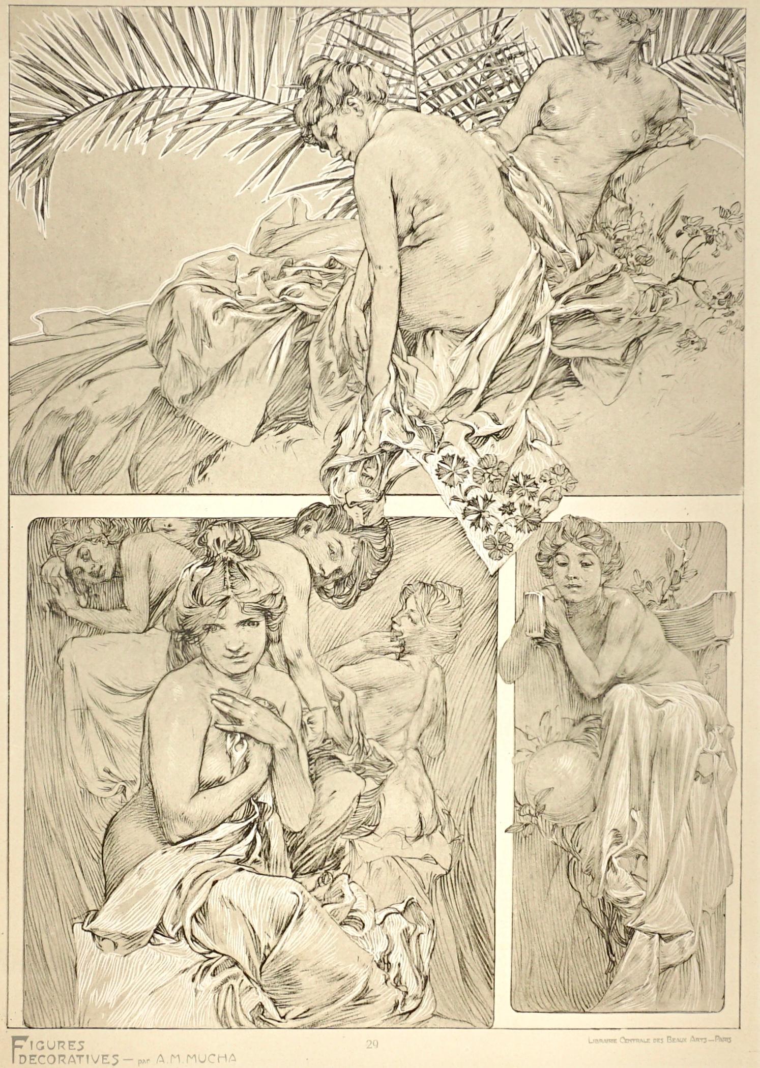 Alphonse Mucha Figuras Decorativas Cartel 29 en venta 2
