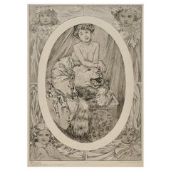 Antique Alphonse Mucha Figures Decoratives Poster Plate 9