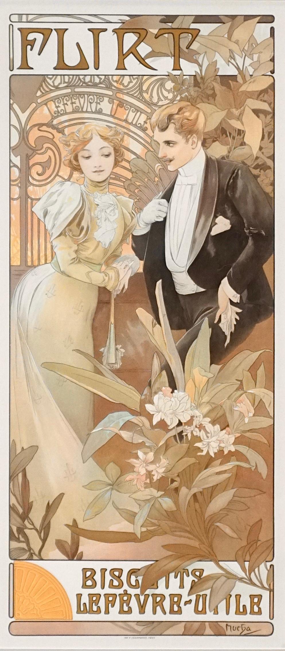 Alphonse Mucha Flirt Biscotti Lefevre Utile Poster in vendita 2