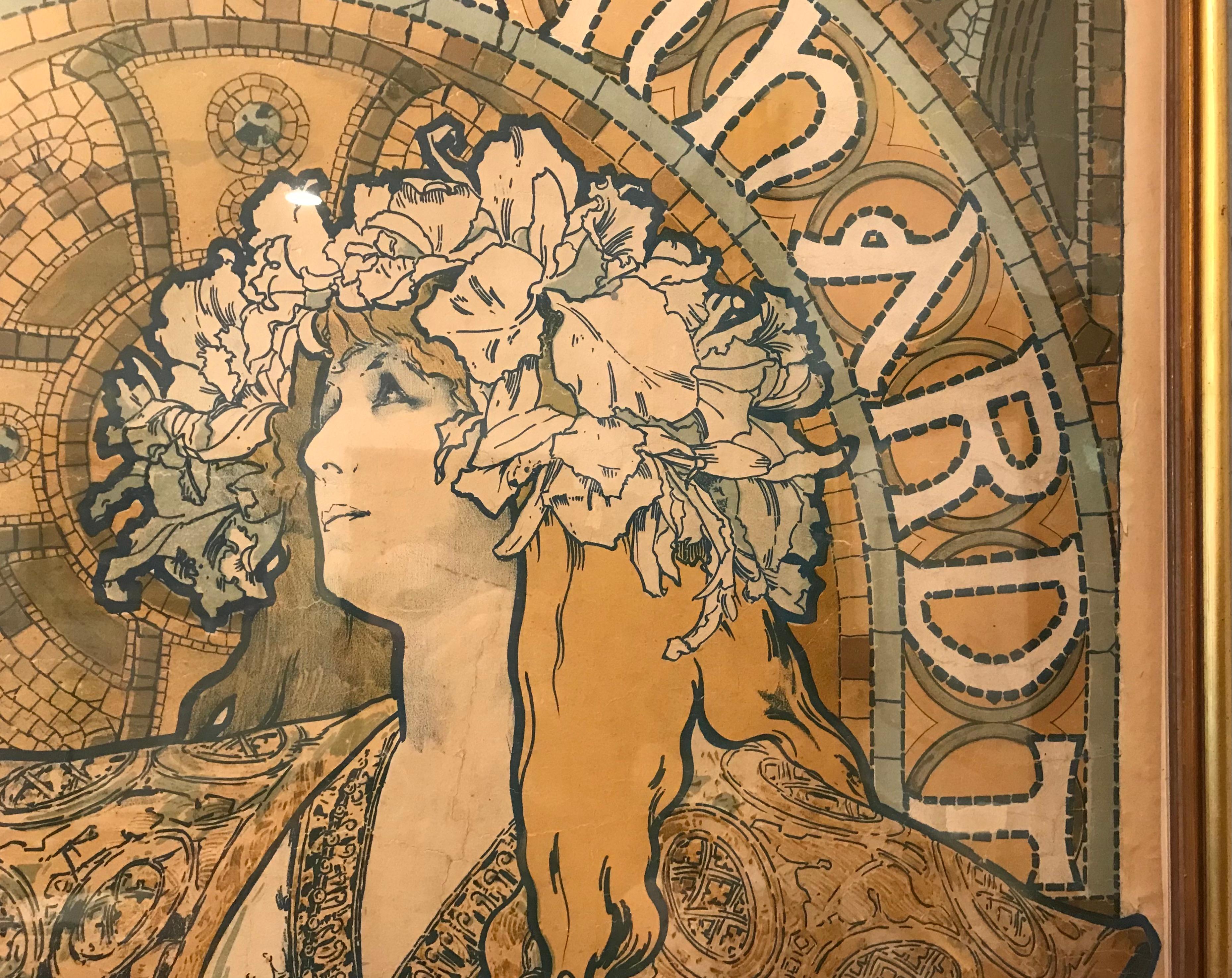 Alphonse Mucha Sarah Bernhardt Gismonda Litografía 1895 en venta 2