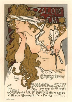 Alphonse Mucha XXme Exposition du Salon des Cent, 1897 lithograph with gold ink