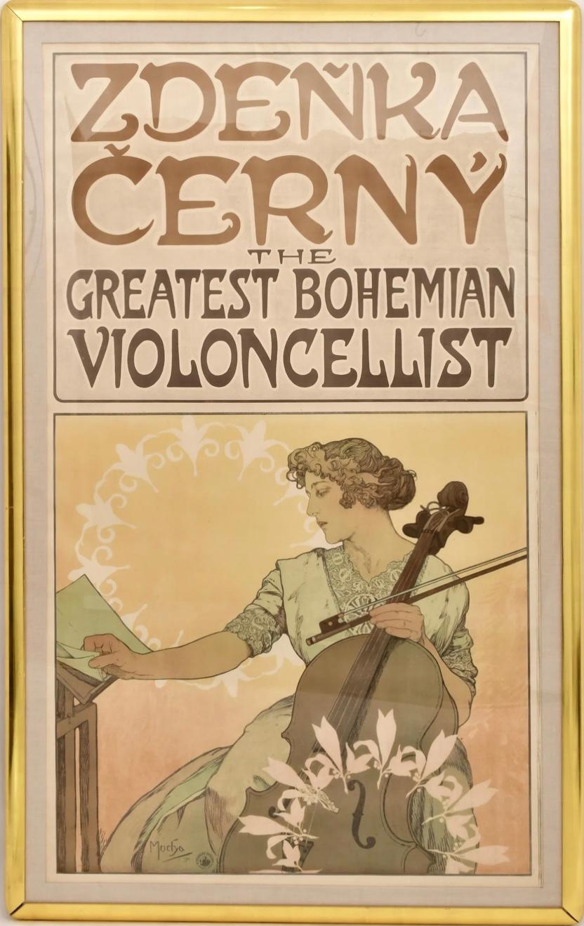 Alphonse Mucha Zdenka Cerny Litografía de 1913 (Rara y de gran tamaño) en venta 2