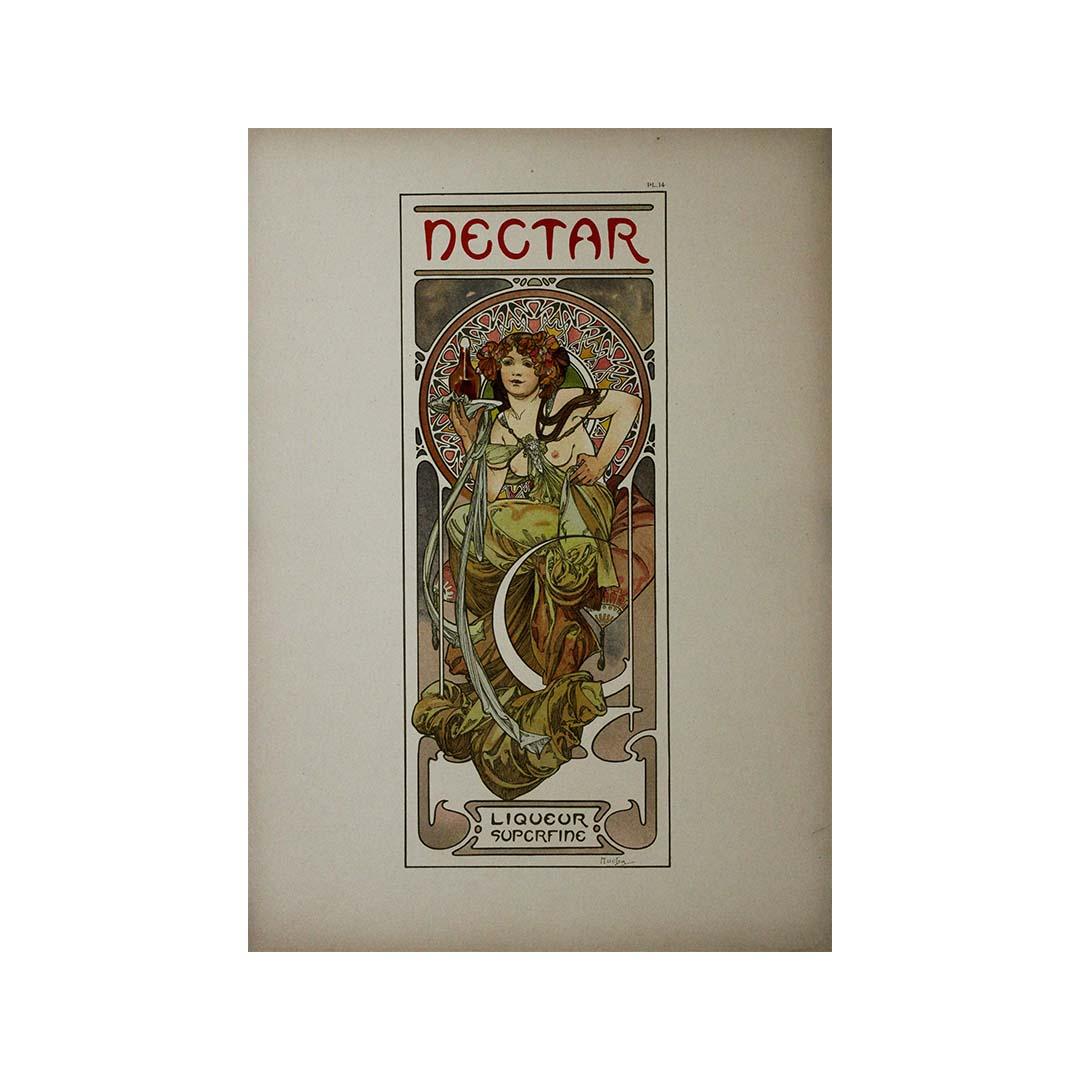 Alphonse Mucha's 1902 Documents décoratifs - Pl 14 Nectar liqueur superfine For Sale 3