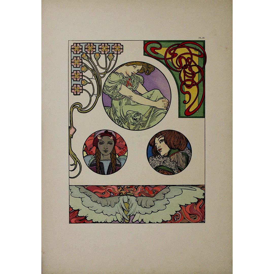 Alphonse Mucha's name shines like that of a visionary artist who left an indelible mark on the aesthetics of the early 20th century. The year 1902 saw the publication of "Documents décoratifs", a seminal work edited by Émile Lévy and printed in the