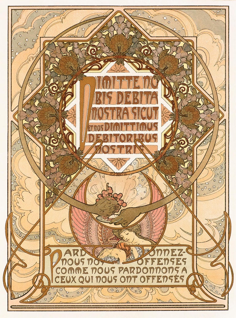 Alphonse Mucha's Le Pater: "Forgive Us Our Trespasses" 1899 mandala lithograph - Print by Alphonse Mucha
