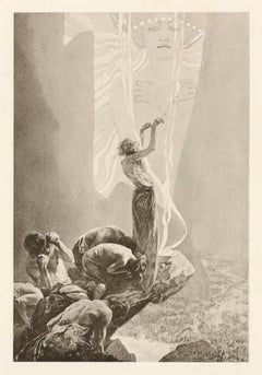 Alphonse Mucha's Le Pater: „Hallowed Be Thy Name“, Sepia-Lithographie „Hallowed Be Thy Name“, 1899