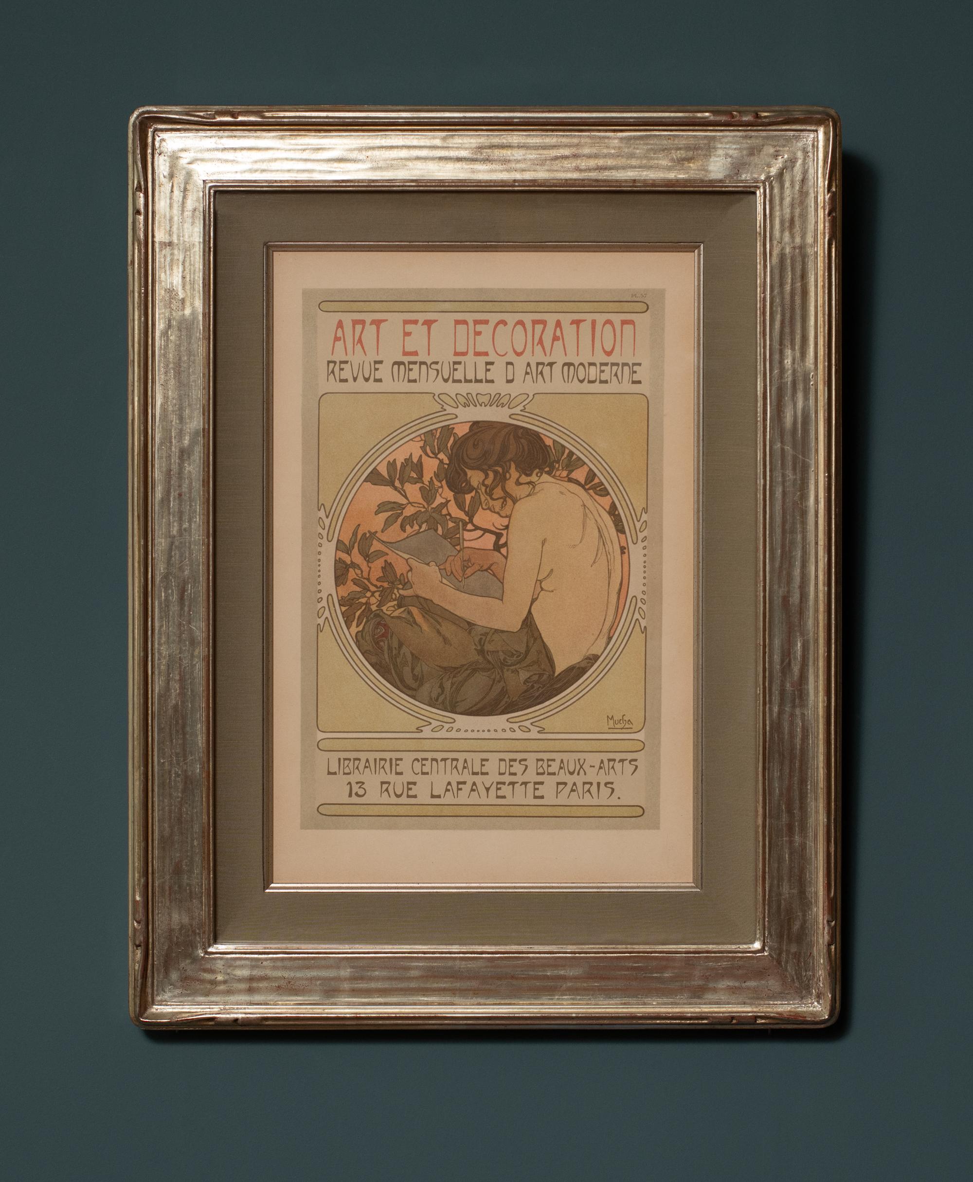 « Art et décoration », lithographie originale Art nouveau en couleur de 1902 d'Alphonse Mucha en vente 1