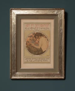 "Art et Decoration" Original 1902 Art Nouveau Color Lithograph by Alphonse Mucha