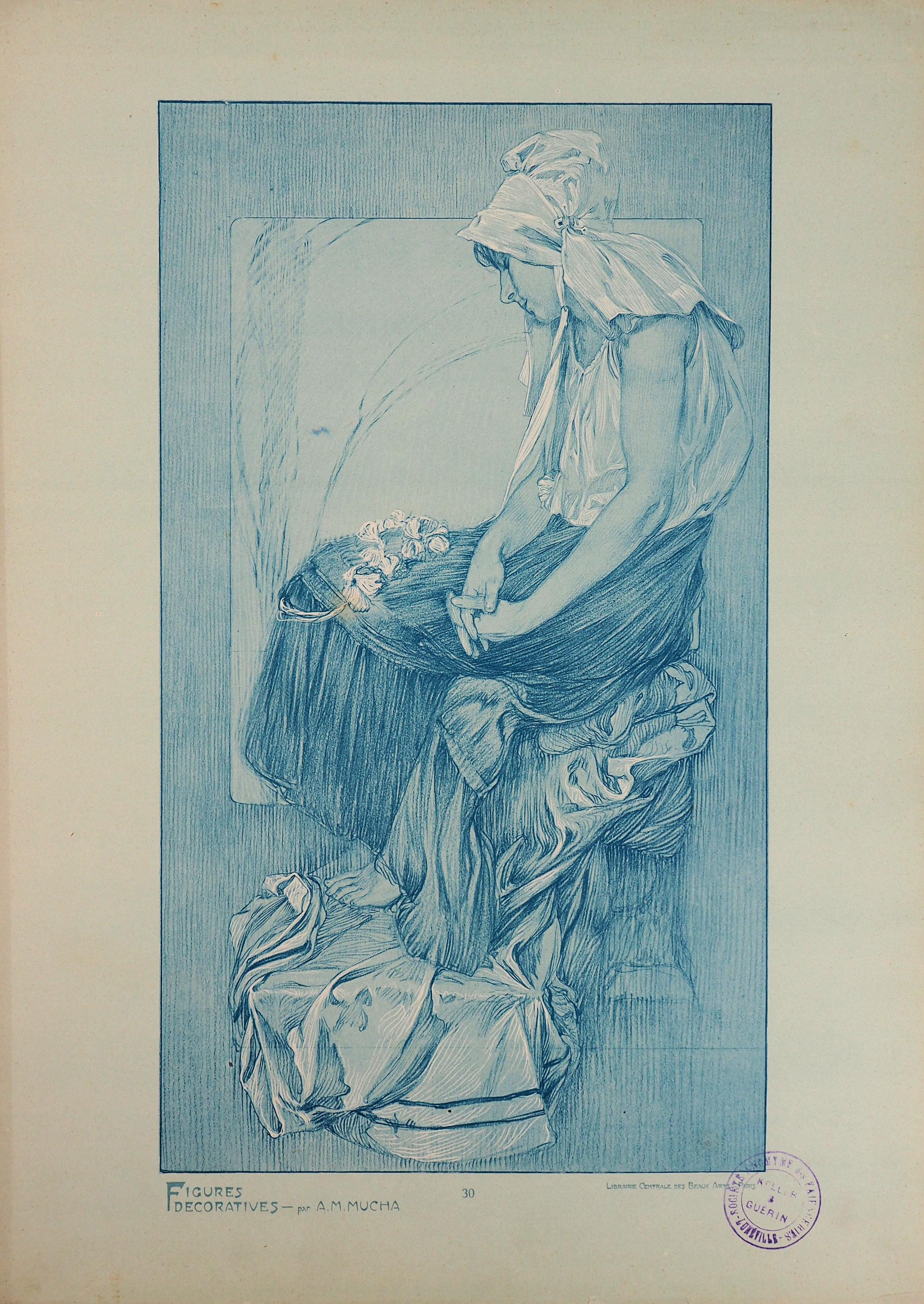 Asleep Woman (Figures Decoratives) - Lithograph, 1902 - Print by Alphonse Mucha
