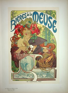 Belle-Epoque Frau mit einem Bier - Lithographie (aus "Les Maîtres de l'Affiche")