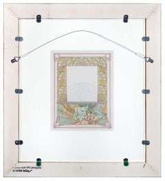 Late 19th century color lithograph art nouveau ornate bookplate floral