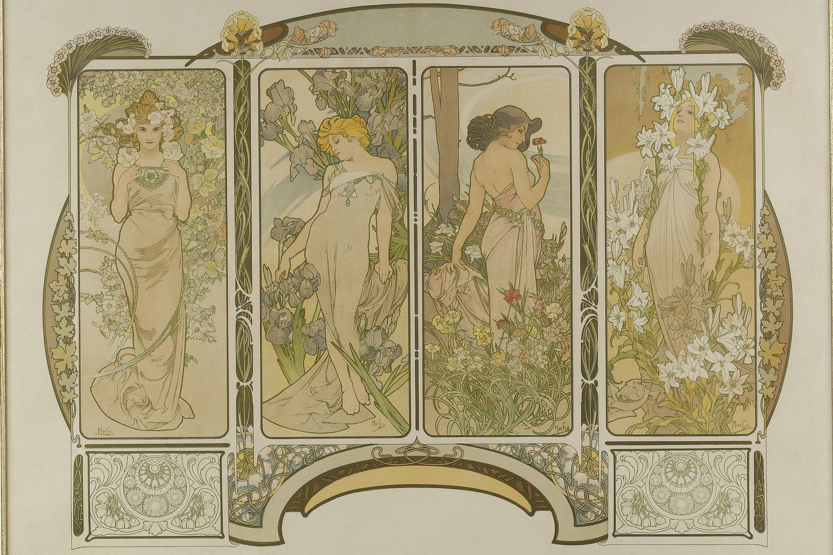 Flowers - Print by Alphonse Mucha