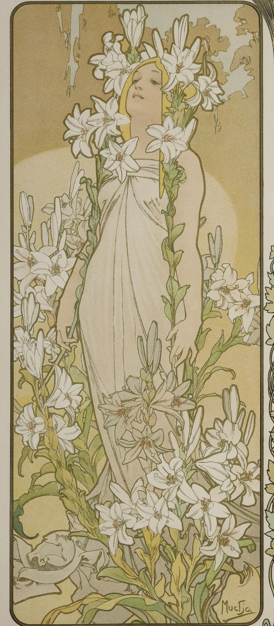 Blumen (Art nouveau), Print, von Alphonse Mucha