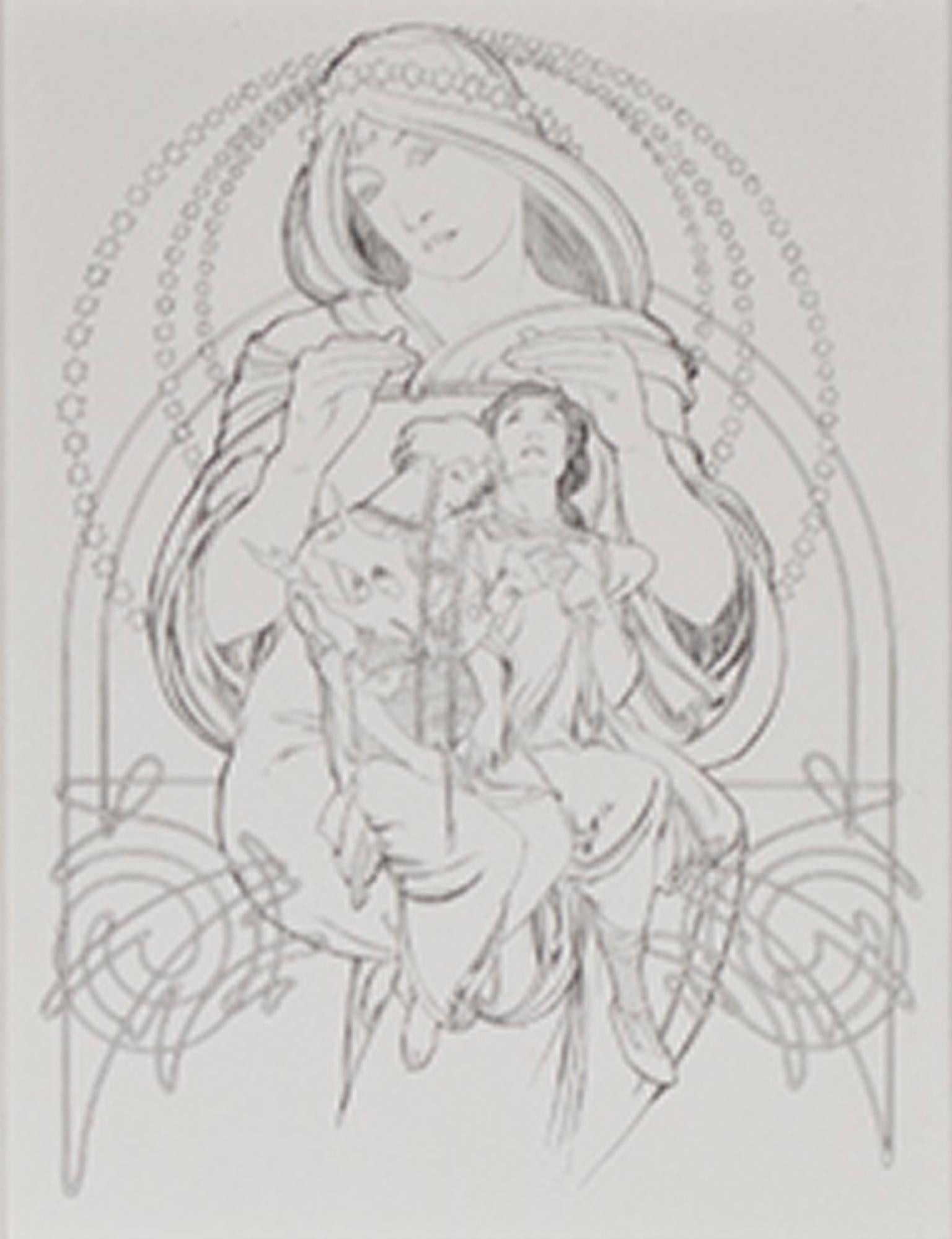 Alphonse Mucha Figurative Print - From: Ilsee, Princess of Tripoli "Jaufre and Eymardine, " Original Litho by Mucha