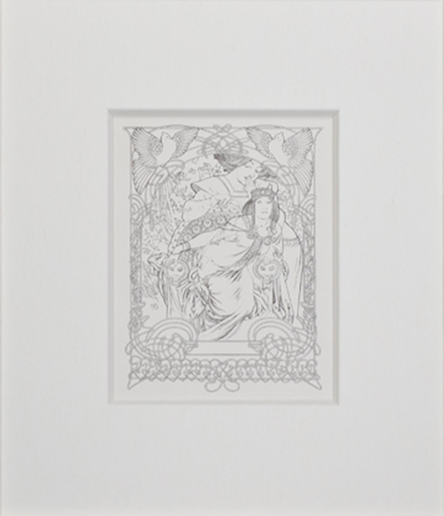 Alphonse Mucha Figurative Print – Ilse, Prinzessin von Tripoli, „Prinzessin Ilsee's Oasis Throne“ Litho von Mucha