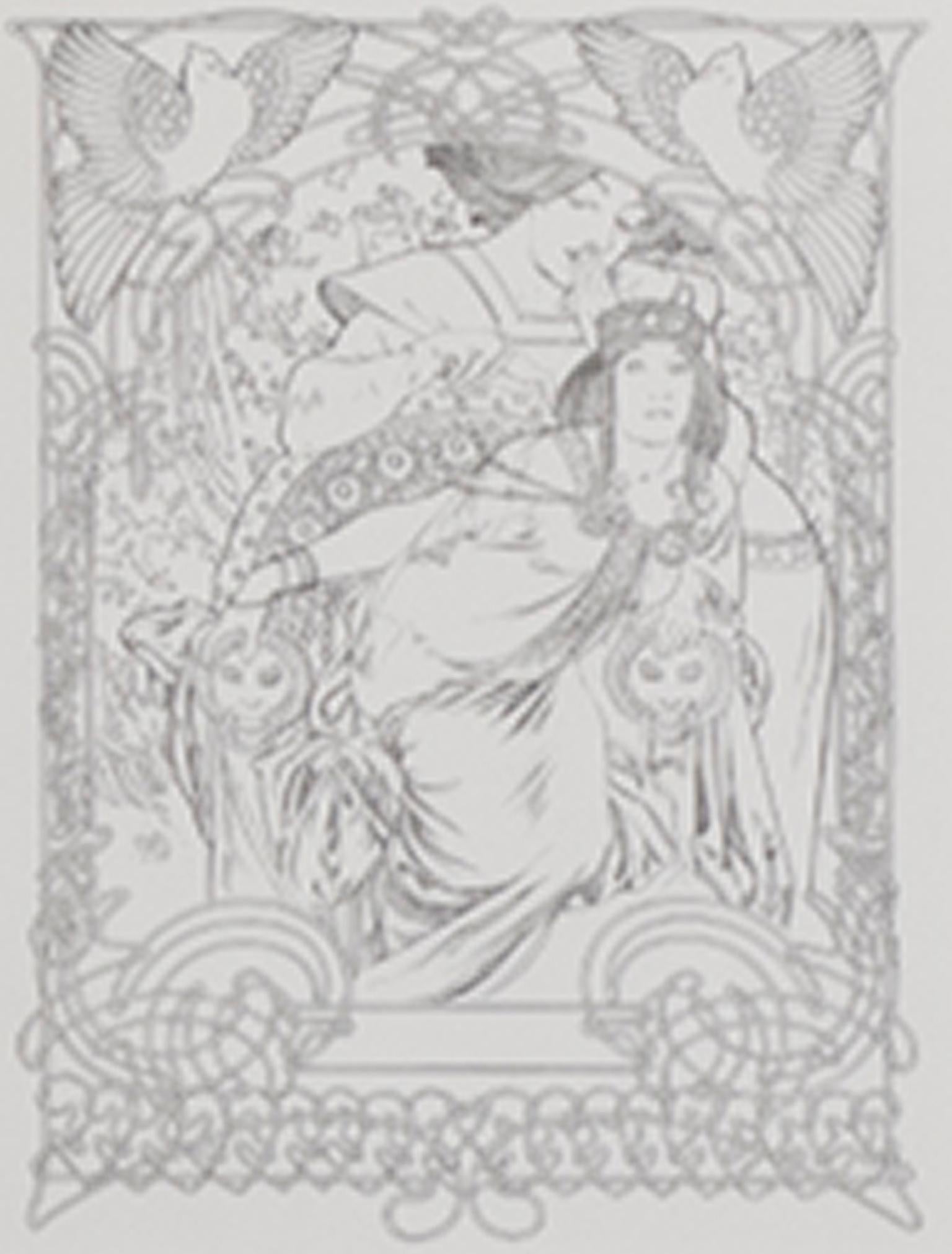Ilse, Prinzessin von Tripoli, „Prinzessin Ilsee's Oasis Throne“ Litho von Mucha – Print von Alphonse Mucha