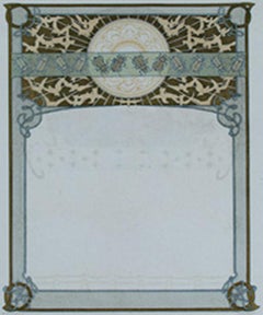 Late 19th century color lithograph art nouveau ornate bookplate verso