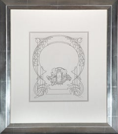 19. Jahrhundert Lithographie Jugendstil verzierten Buchzeichen recto und verso Gesicht