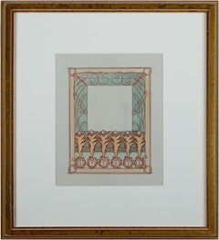 Litografía en color de finales del siglo XIX art nouveau floral ornamentada verso de la placa de libro