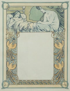 "Growing Melancholy" and "Jealousy, " Double-sided Lithograph by Alphonse Mucha