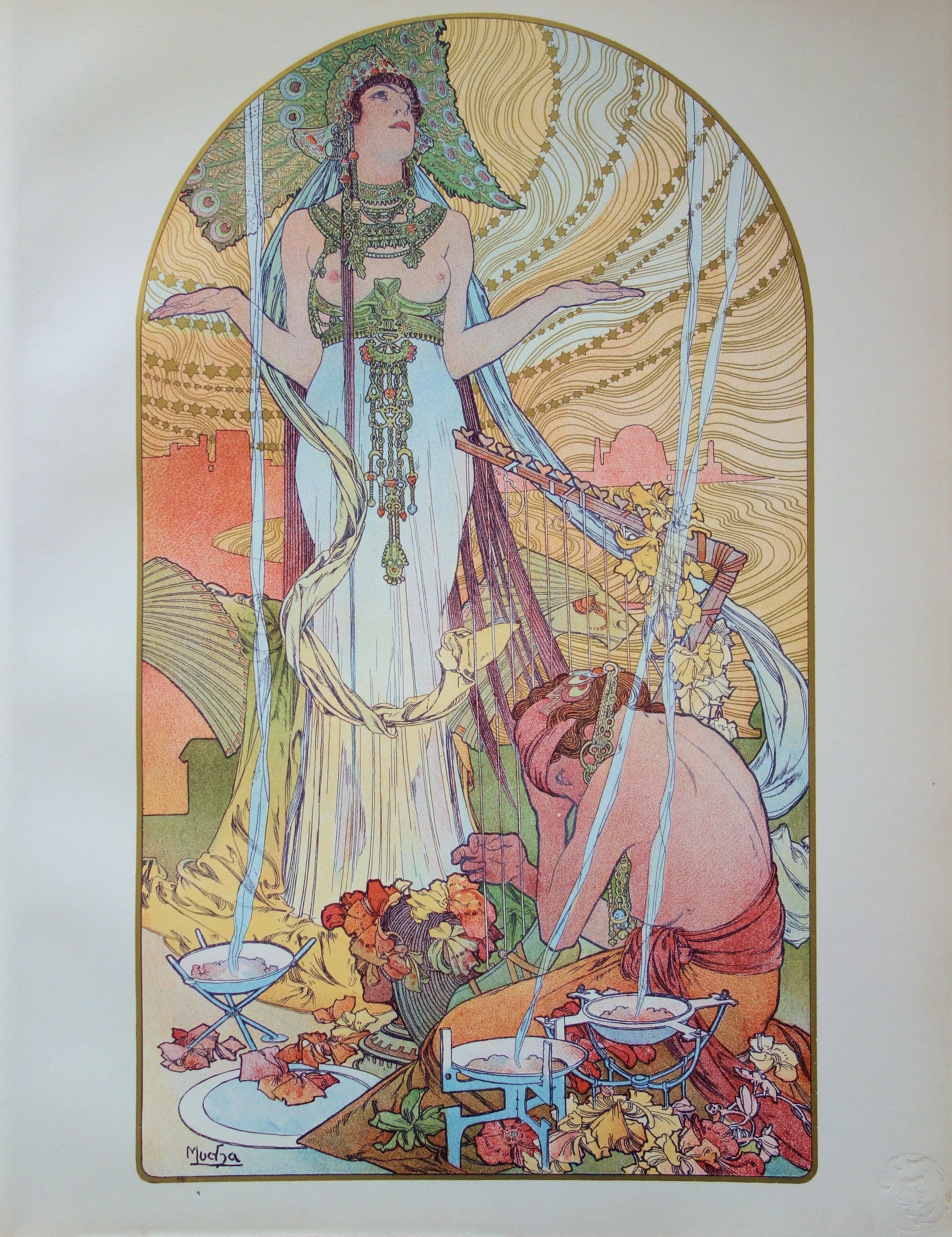 Alphonse Mucha Figurative Print - Incantation - original lithograph (1897-1898)