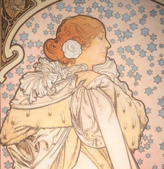 « La Dame aux Camlias », lithographie originale de 1896, Alphonse Mucha
