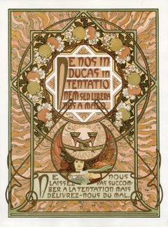 Antique "Lead Us Not Into Temptation" Original 1899 Color Lithograph by Alphonse Mucha