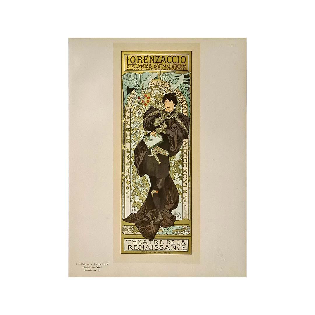 Mucha Al. Lorenzaccio - Sarah Bernhardt - 1898 Posters Original - Art Nouveau - Print by Alphonse Mucha
