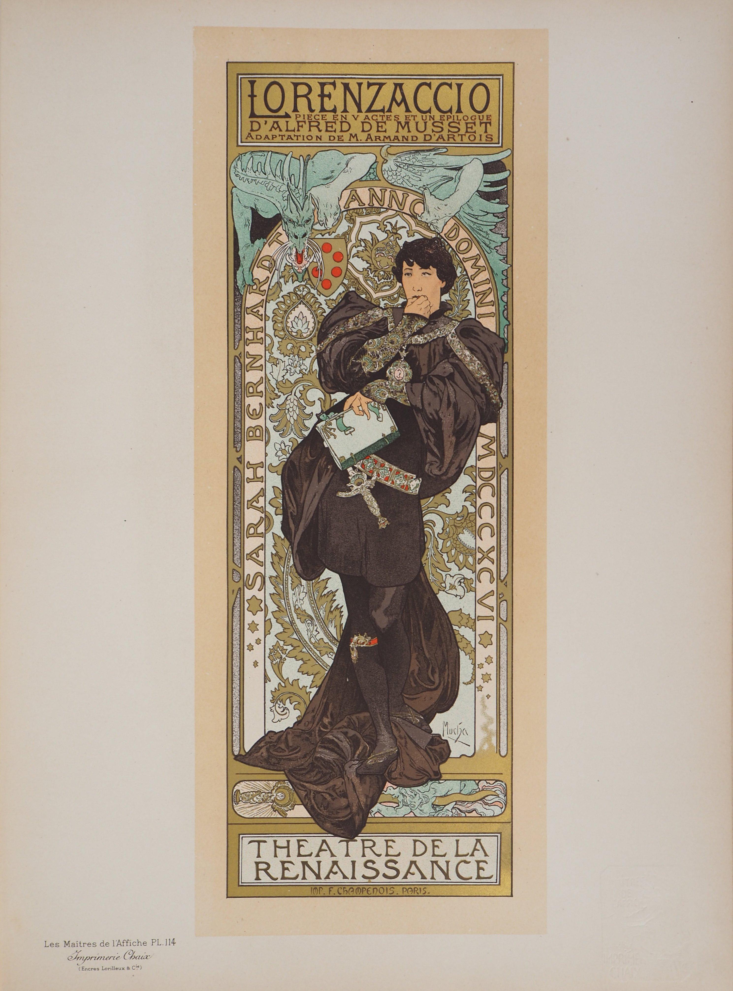 Lorenzaccio (Sarah Bernhardt) - Lithograph (Les Maîtres de l'Affiche), 1897 - Print by Alphonse Mucha