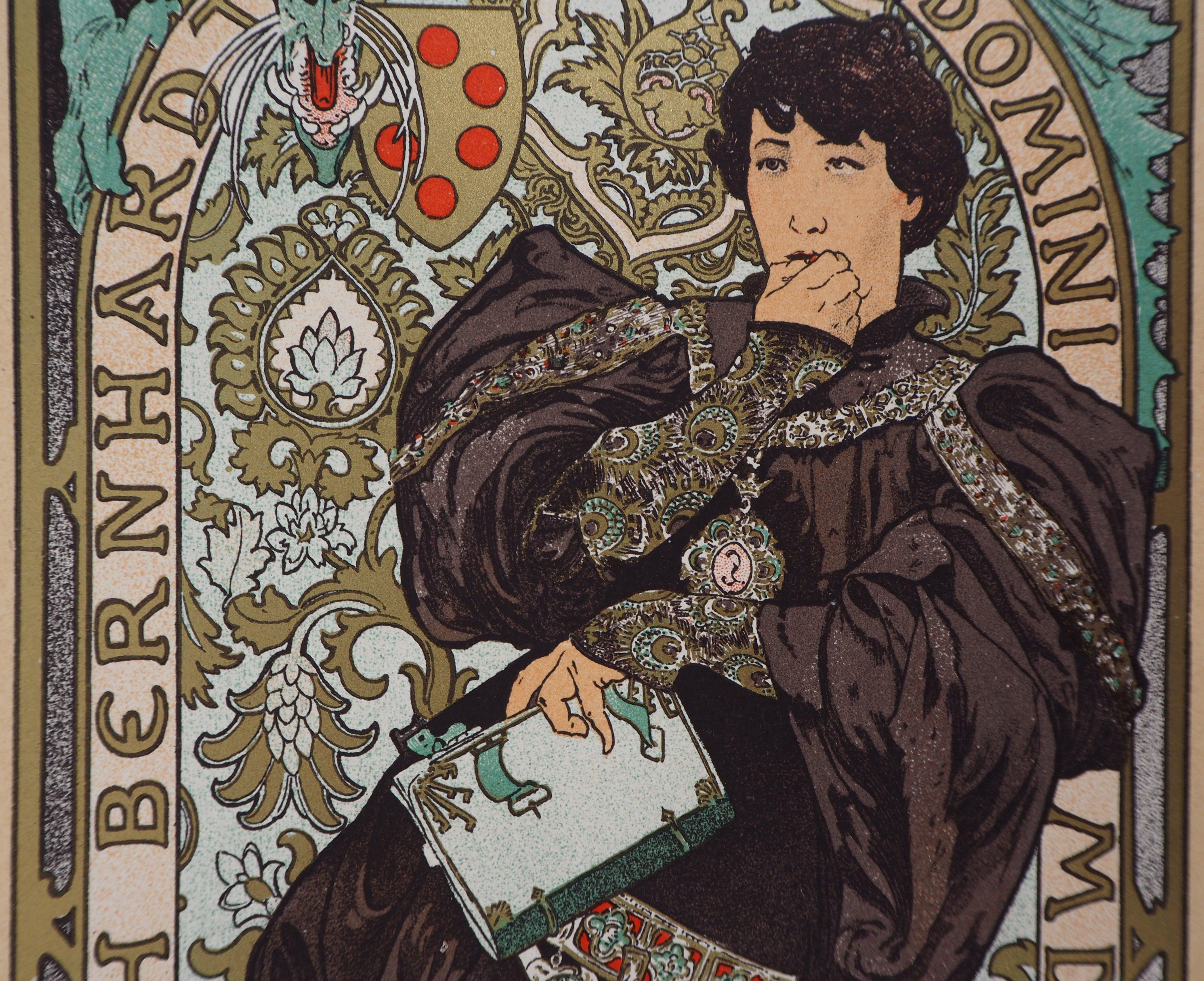 Lorenzaccio (Sarah Bernhardt) - Lithograph (Les Maîtres de l'Affiche), 1897 - Brown Figurative Print by Alphonse Mucha