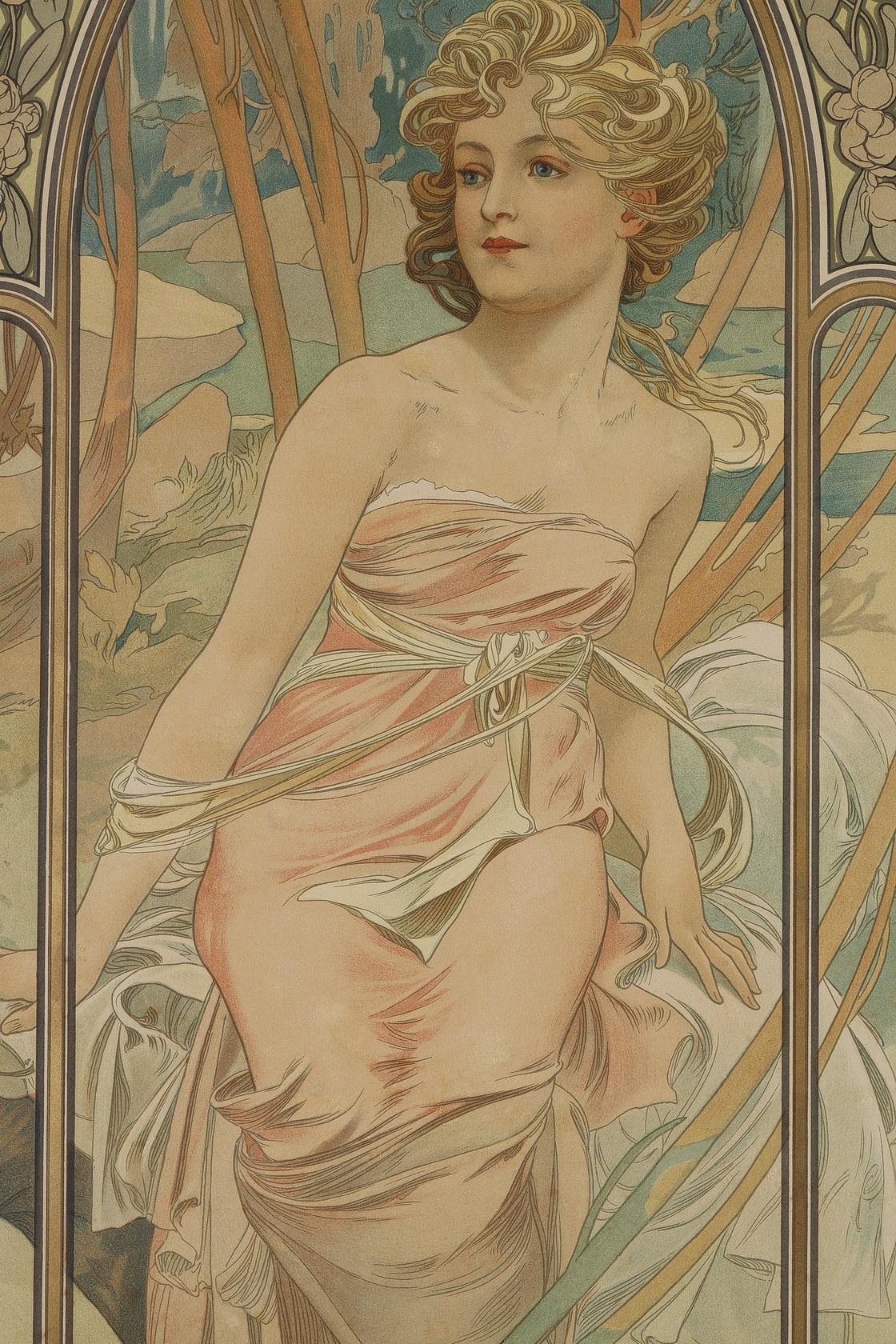 Morning Awakening - Art Nouveau Print by Alphonse Mucha