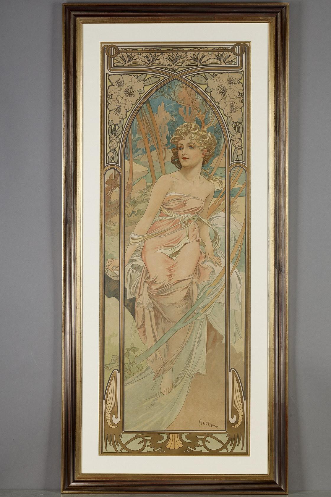 Alphonse Mucha Figurative Print – Morgenerwachen