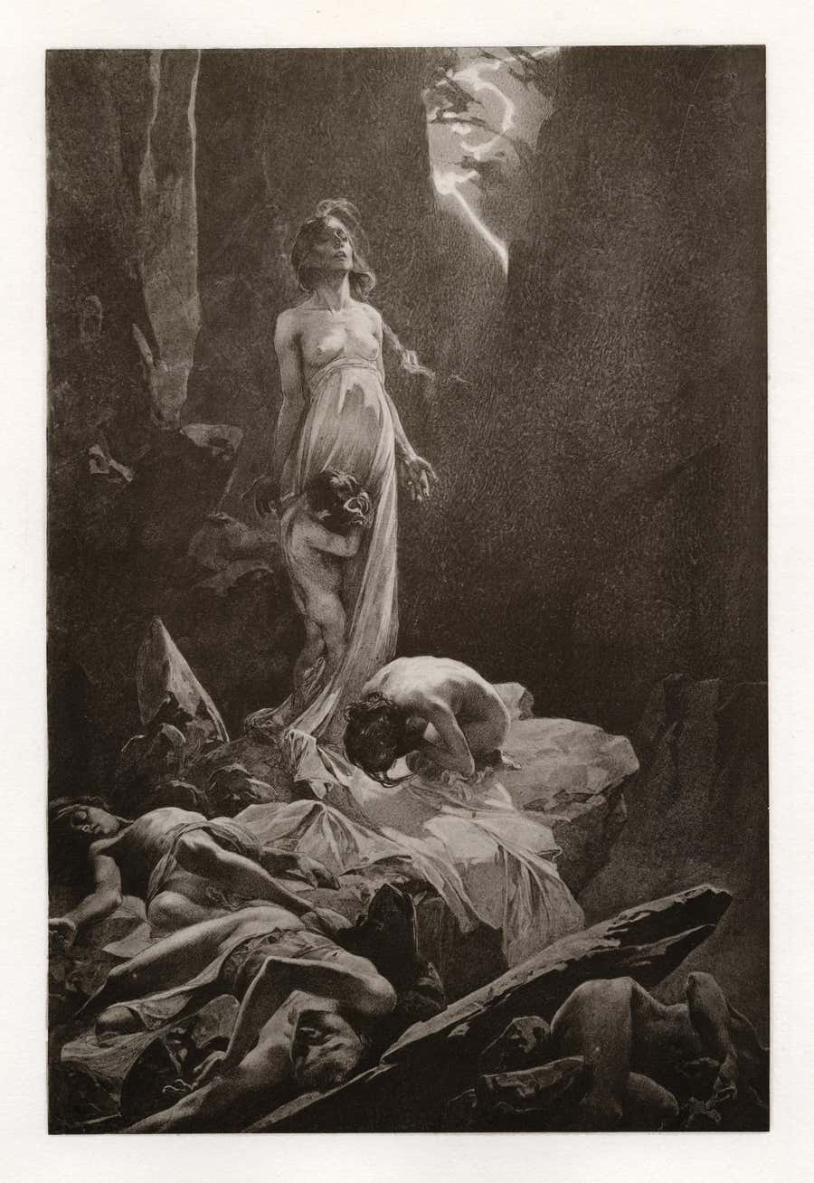 "On Earth as it is in Heaven" Original 1899 Lithograph by Alphonse Mucha
