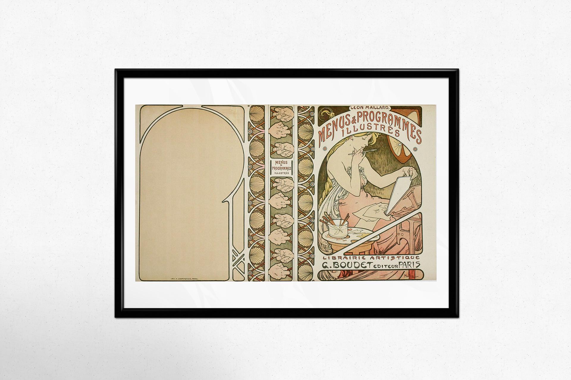Original 1898 poster by Alponse Mucha - Menus et programmes illustrés For Sale 2