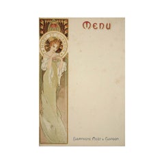 Original 1899 illustrated menu for Champagne Moët & Chandon by Mucha