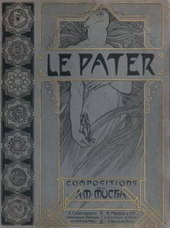 Antique Original cover for Alphonse Mucha's Le Pater, Symbolist letterpress, 1899