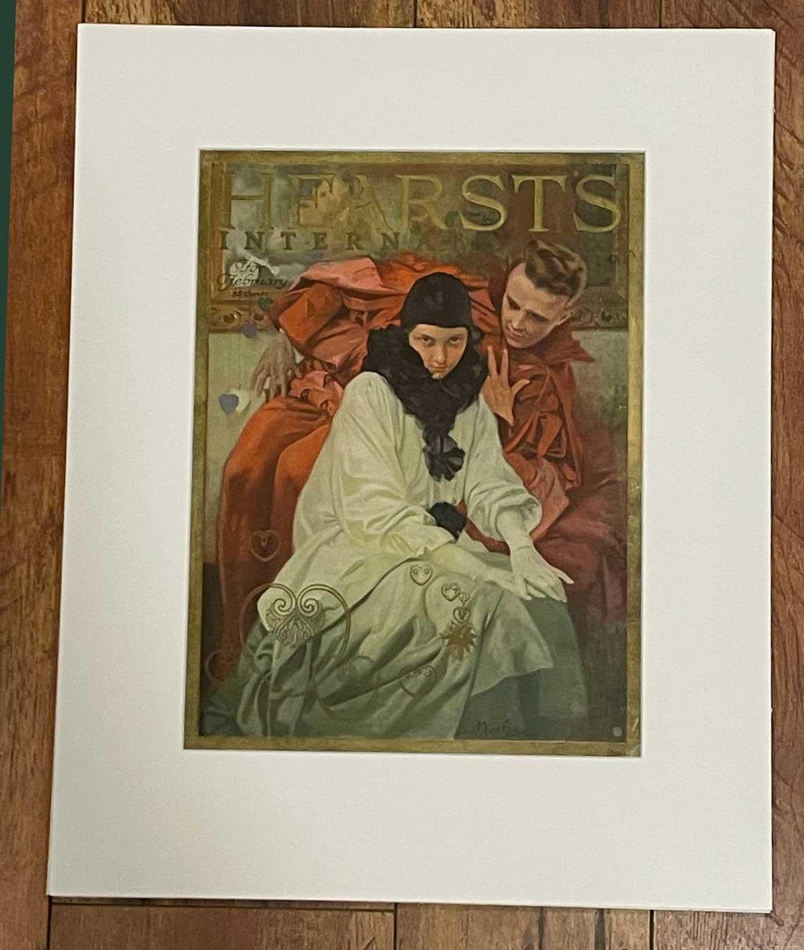 Original HEARST'S INTERNATIONAL 1922- Valentine, cover - Art Nouveau Print by Alphonse Mucha